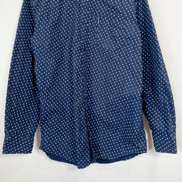 BEN  SHERMAN | NAVY PRINT BUTTON DOWN DRESS SHIRT - Picture 4 of 13